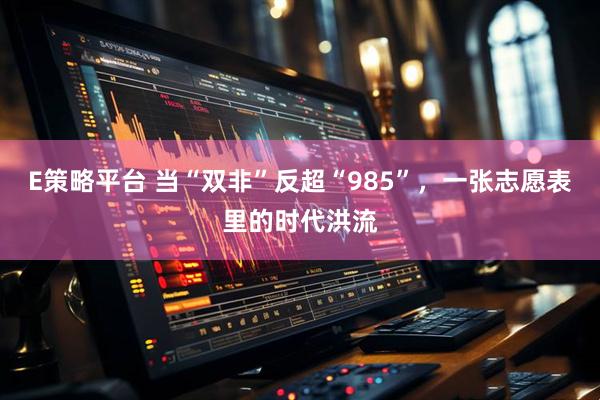 E策略平台 当“双非”反超“985”，一张志愿表里的时代洪流