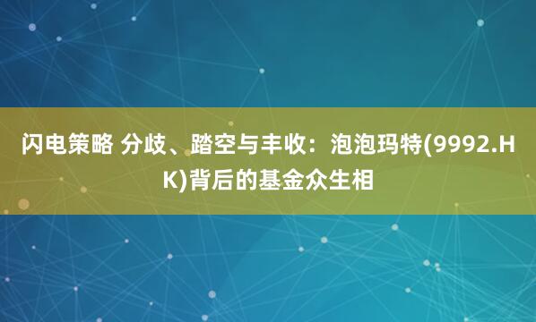闪电策略 分歧、踏空与丰收：泡泡玛特(9992.HK)背后的基金众生相